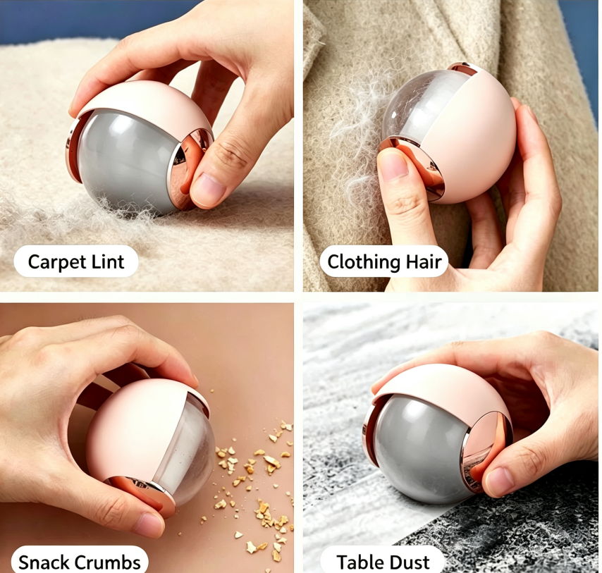 360° Fur-Free Routine: Steamy Pet Grooming Brush & Washable Crystal Lint Ball Kit
