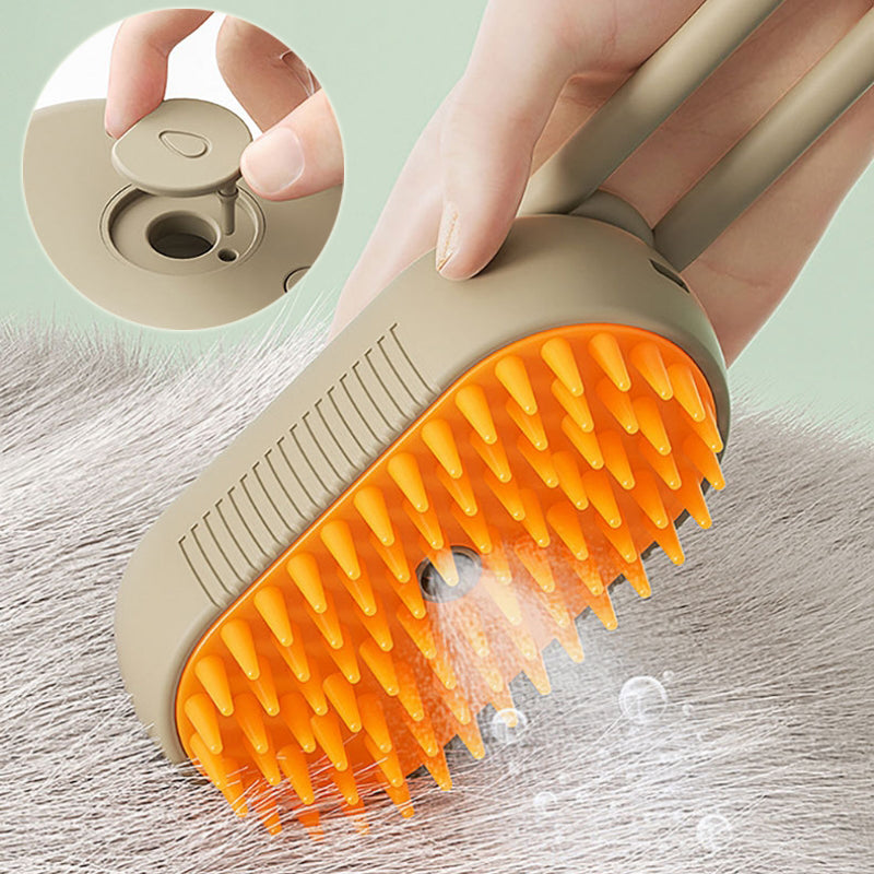 360° Fur-Free Routine: Steamy Pet Grooming Brush & Washable Crystal Lint Ball Kit