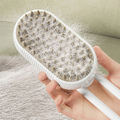 360° Fur-Free Routine: Steamy Pet Grooming Brush & Washable Crystal Lint Ball Kit